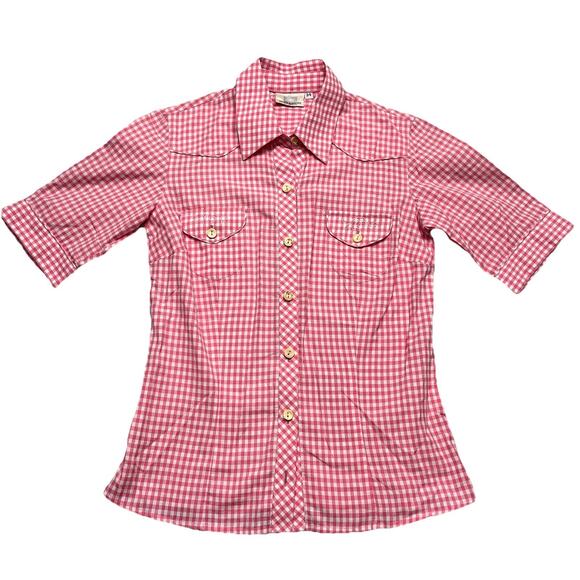 Vintage Spieth & Wensky Women's Blouse Size S Coastal Cowgirl Gingham Embroidery - Picture 1 of 10